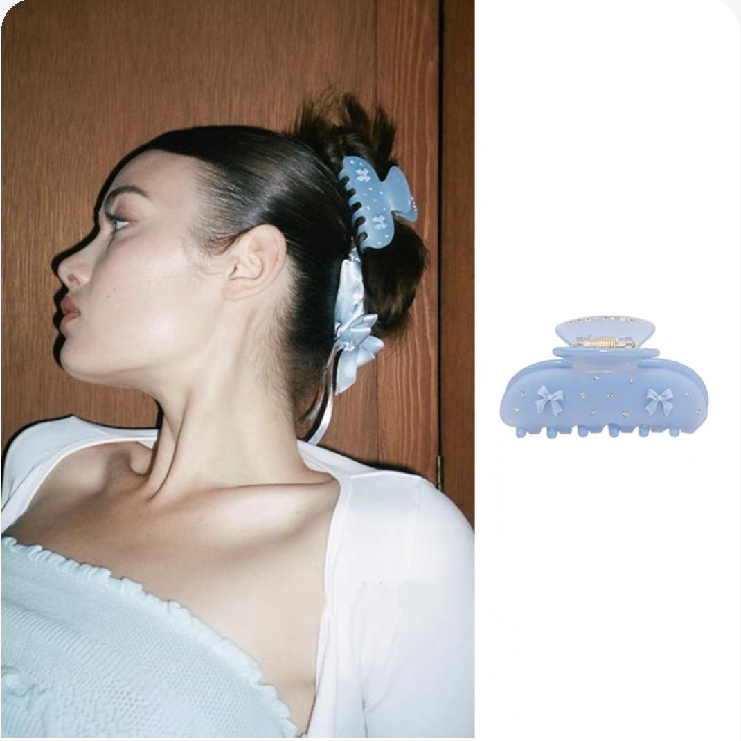 Blue Bow Hair Claw