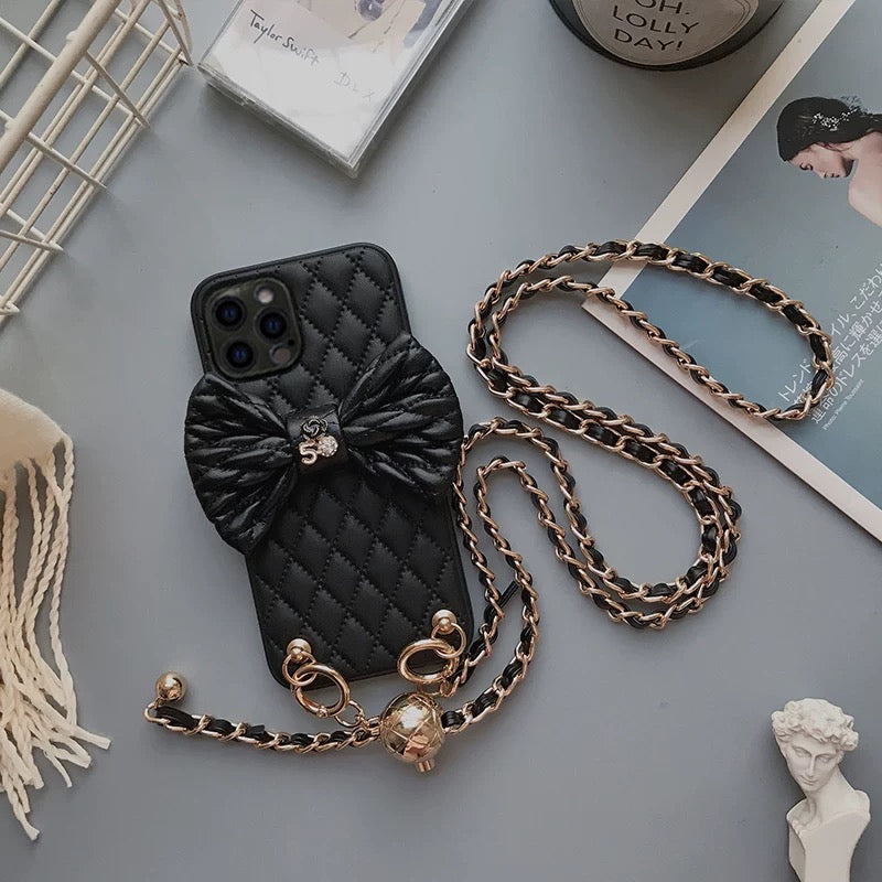 Black Bow phone case and chains