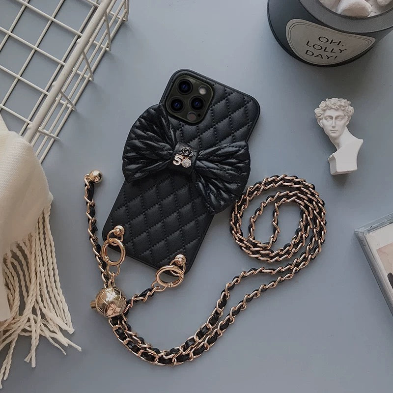 Black Bow phone case and chains