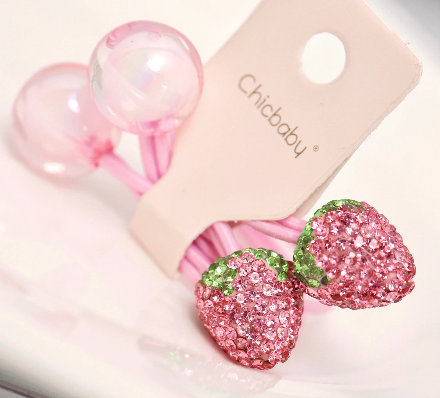 Bling strawberry hair rubber band