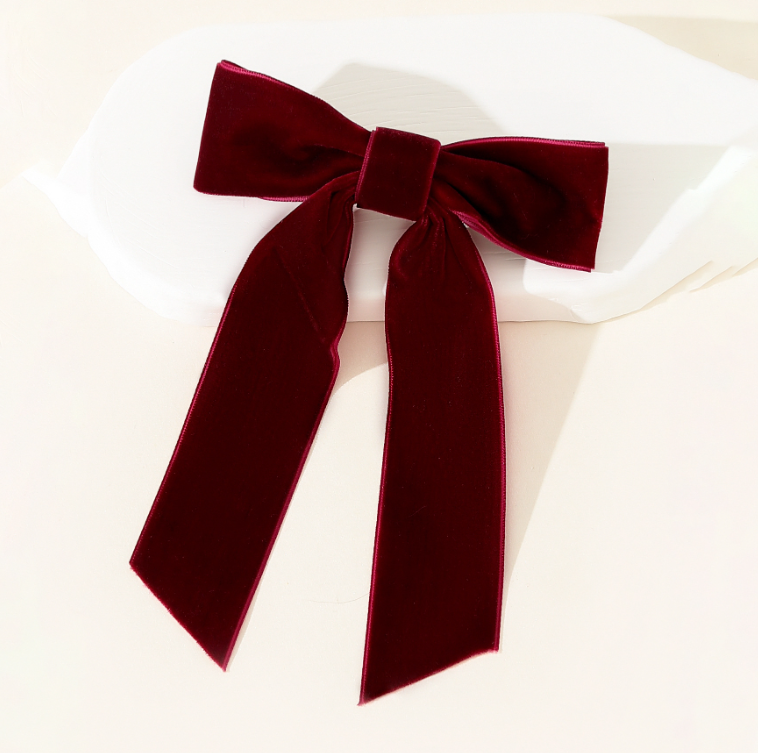 Velvet bow clip