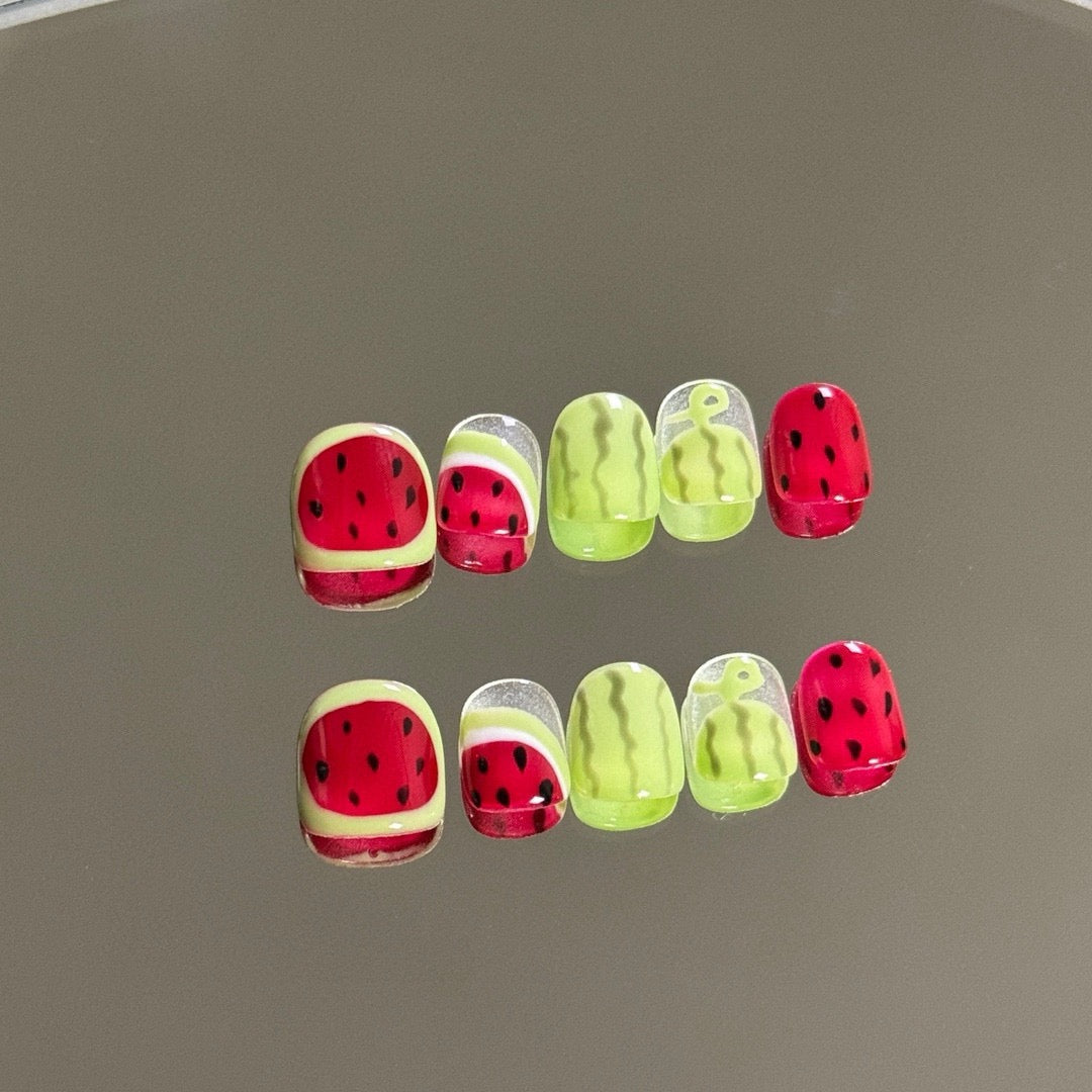 Watermelon kids nails