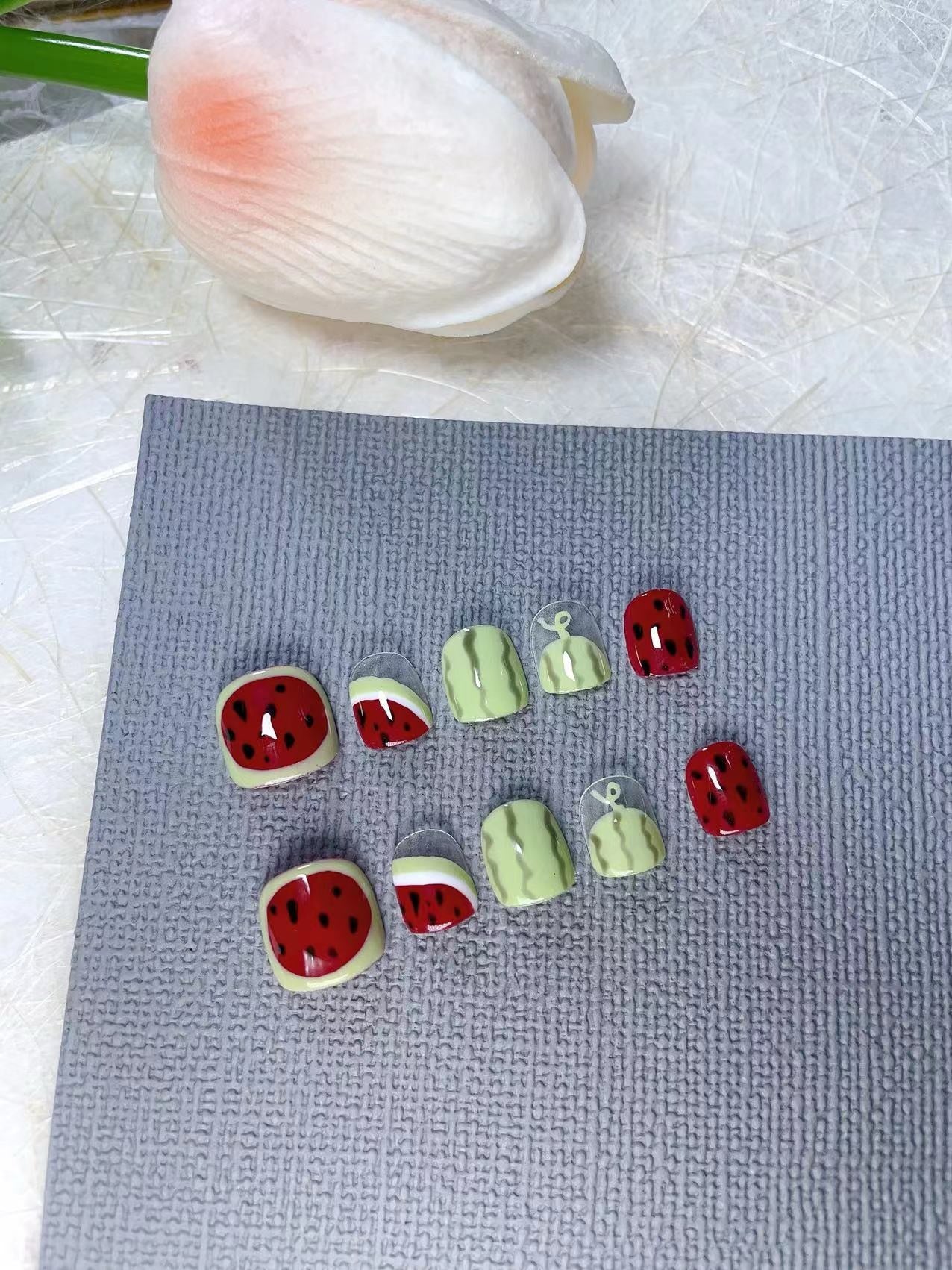 Watermelon kids nails