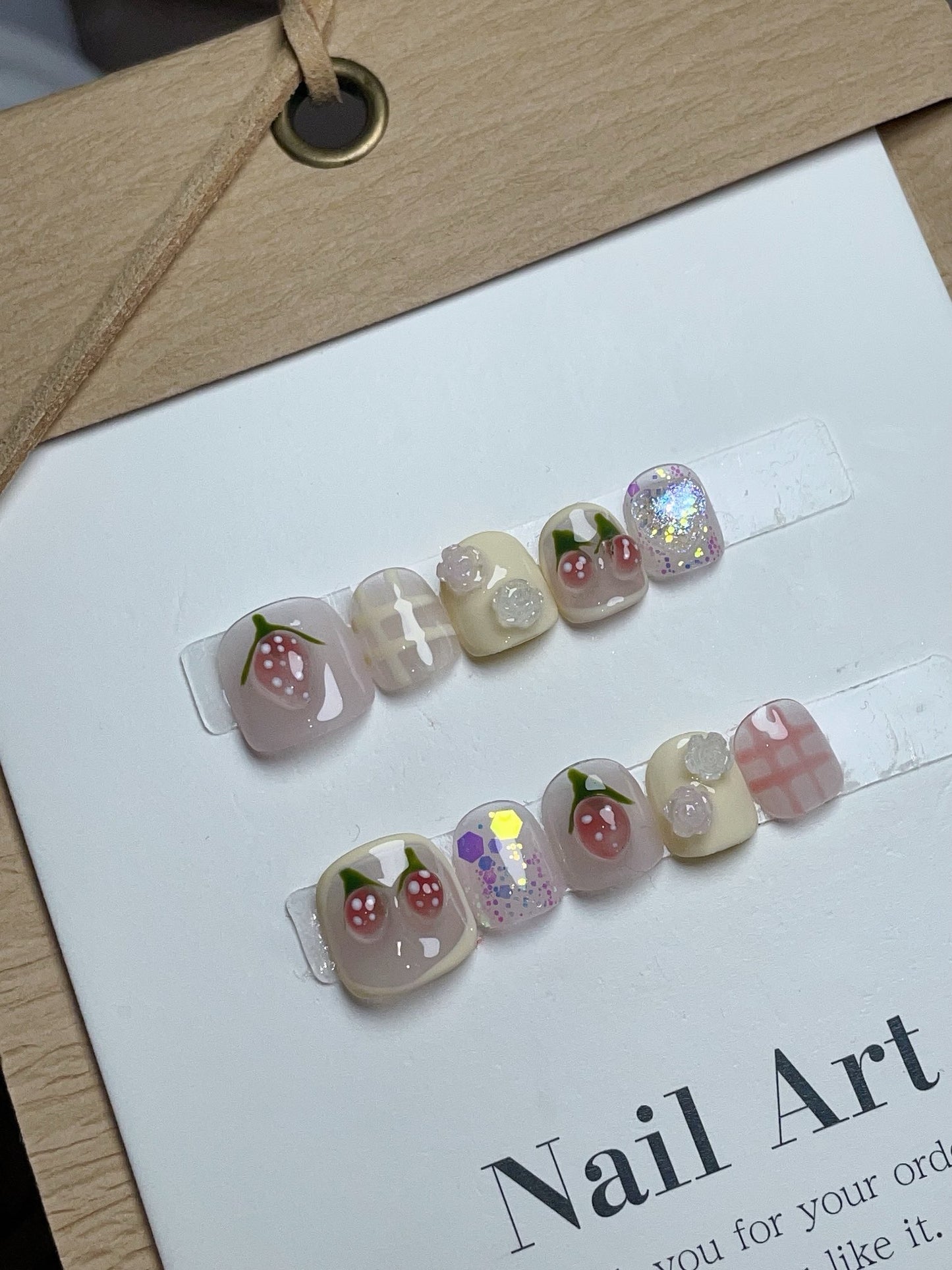 Strawberry kids nails