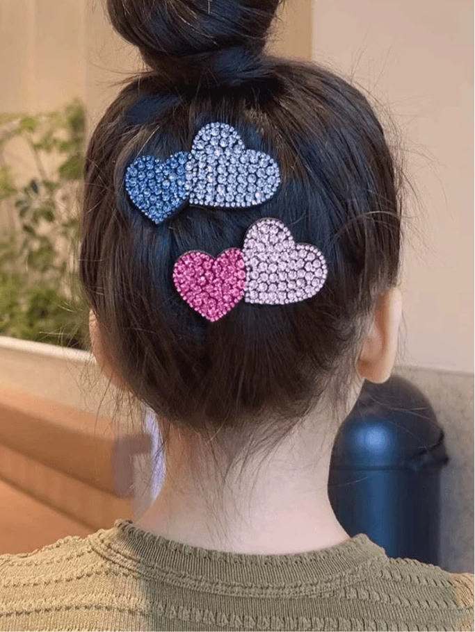 Double heart hair barrettes