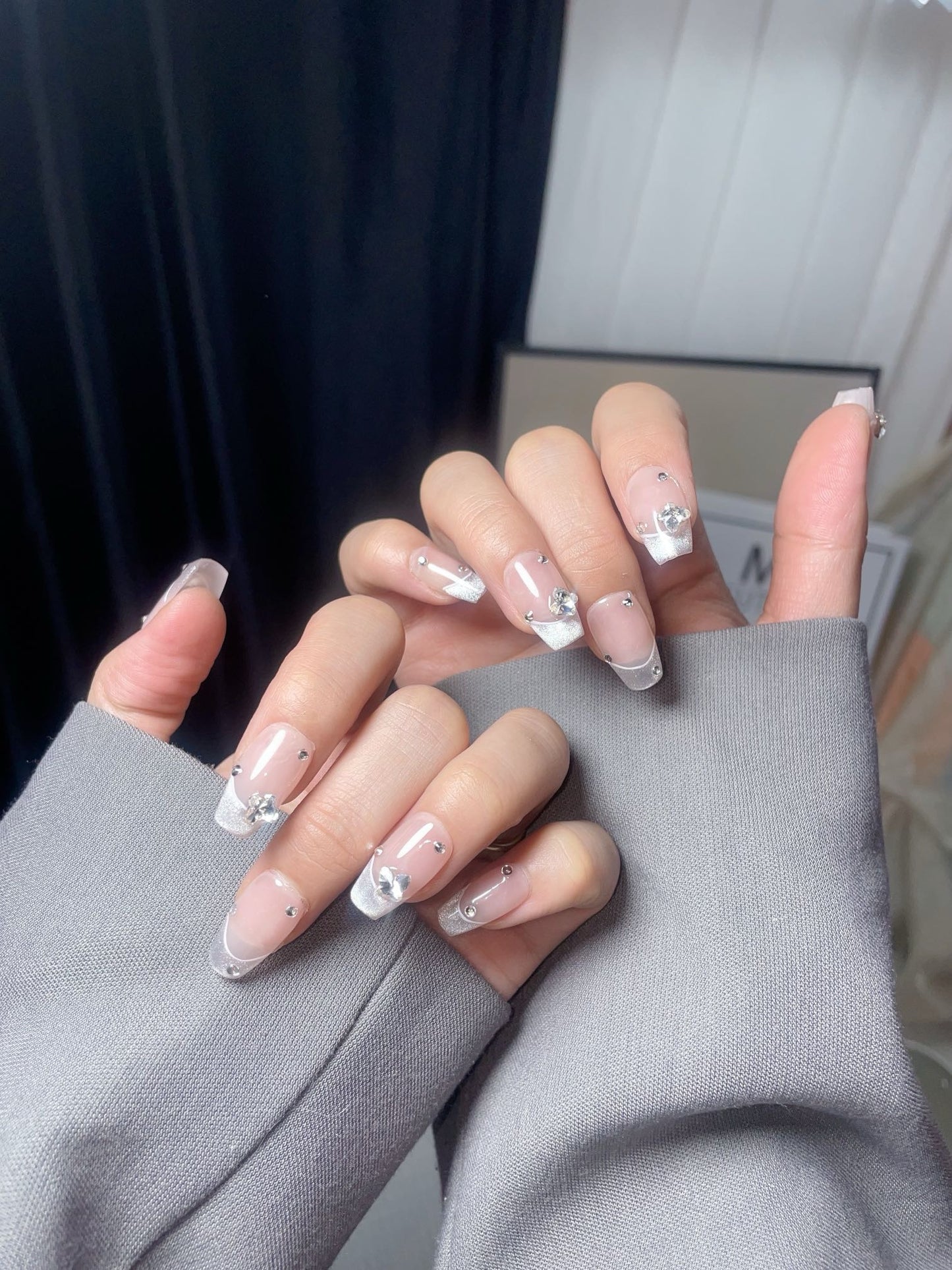 Silver butterfly adult and kids nails