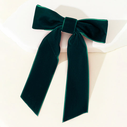 Velvet bow clip