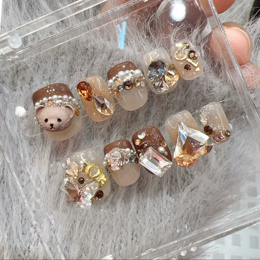 Royal bear adult and kids nails