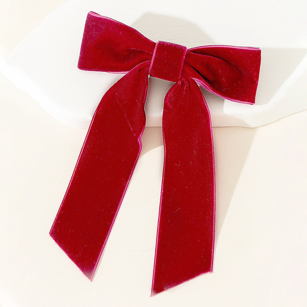 Velvet bow clip