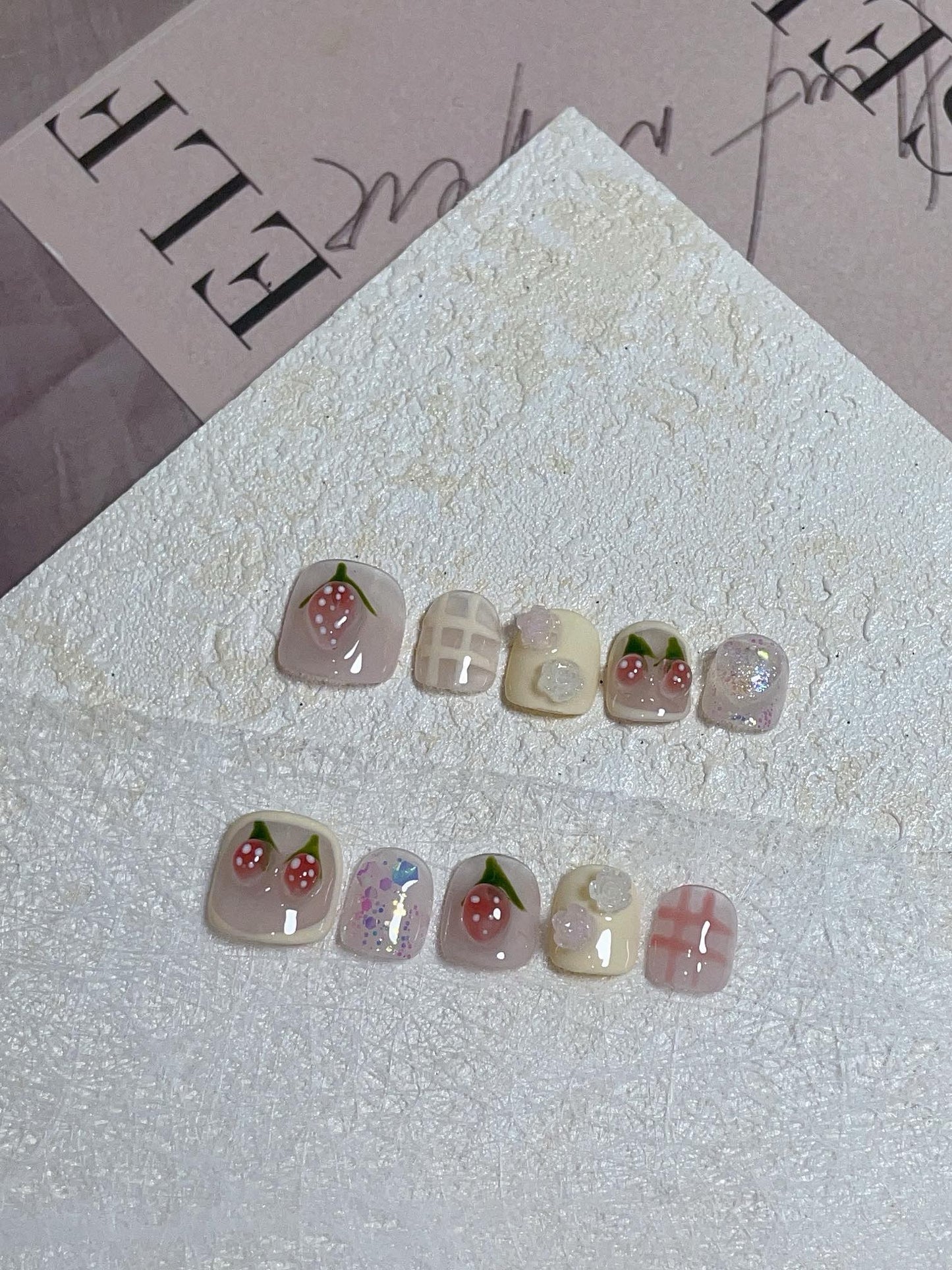 Strawberry kids nails