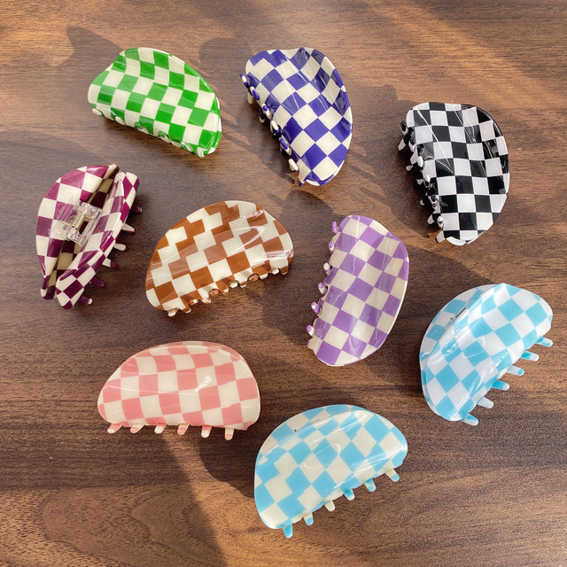 Colorful checker hair claw